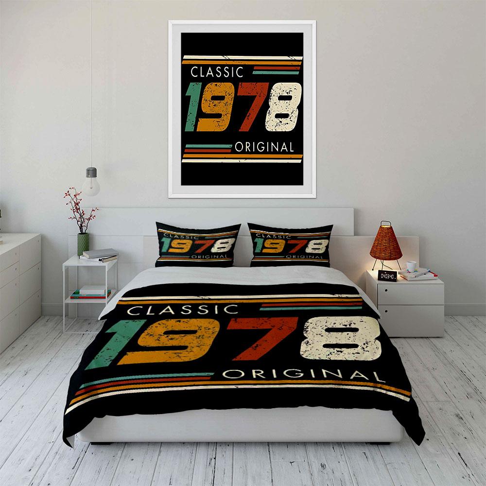 Classic 1978 Retro Design Bedding Duvet Cover Set Duvet Cover Pillowcases (1*Duvet Cover 2*Pillowcases, without duvet insert)