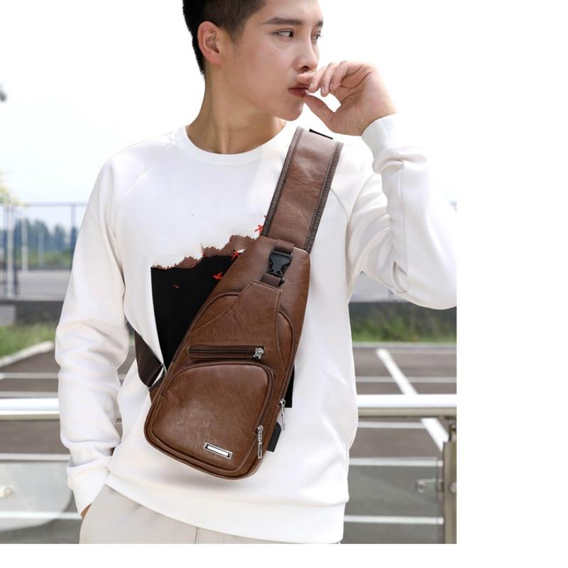 НОВАЯ модная мужская сумка из искусственной кожи, спортивная нагрудная сумка, USB-зарядка, сумка через плечо, спортивная сумка на руку