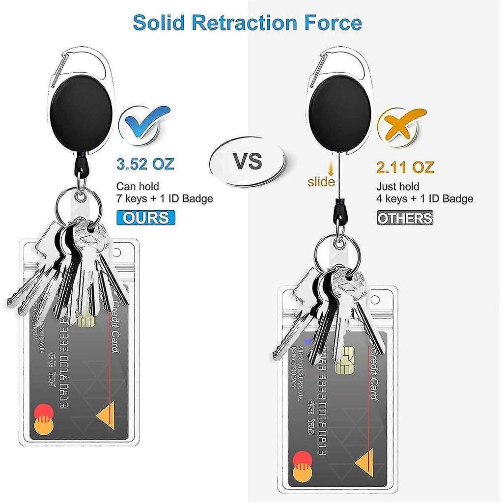 2-pack Heavy Duty Retractable Badge Holder Carabiner Reel Clip And Vertical Clear Id Card Holder