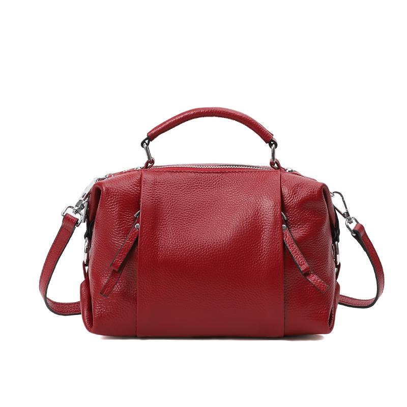 Zency Women's Genuine Leather Bag Simple High Quality Tote Bag Small Vintage Boston Handbag Female Shoulder Bags 2022 Crossbody