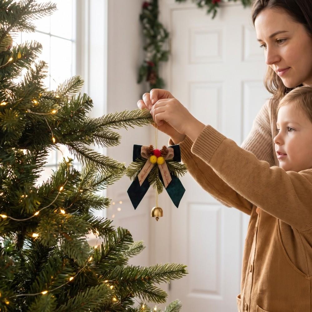 PVC Pine Needle Pinecone Christmas Bowknot Bell Pendant Christmas Hanging Christmas Tree