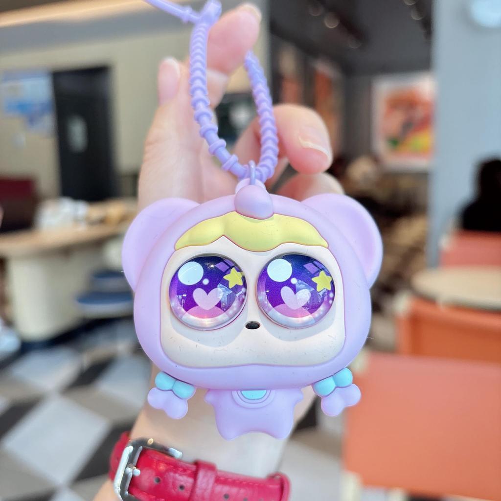 Cute Big-Eyed Braided Girl Squishy Keychain - Cartoon Doll Schoolbag Pendant Gift