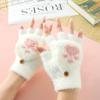 Flip Cover Half Finger Gloves Soft Plus Winter Mittens  Children's Handwriting