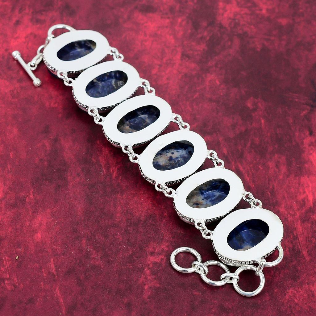 Браслет из драгоценного камня содалит, ювелирные изделия из цельного серебра 925 пробы, красивый браслет ручной работы для свадебного подарка