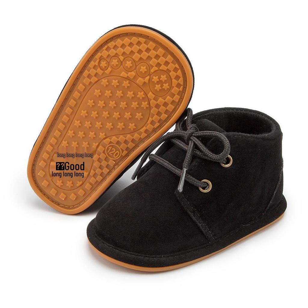 Autumn/Winter Non-Slip Lace-Up Baby Boots with Rubber Sole