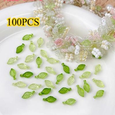 100 шт. Акриловые Зеленые Маленькие Листья DIY Декор для Рукоделия для Изготовления Украшений Браслет Ожерелье