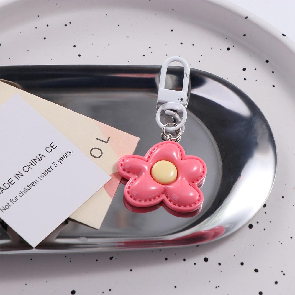 Mini Flower Keychain Korean Style Bloom Pendant Funny Resin Floral Keyring Hanging Accessory