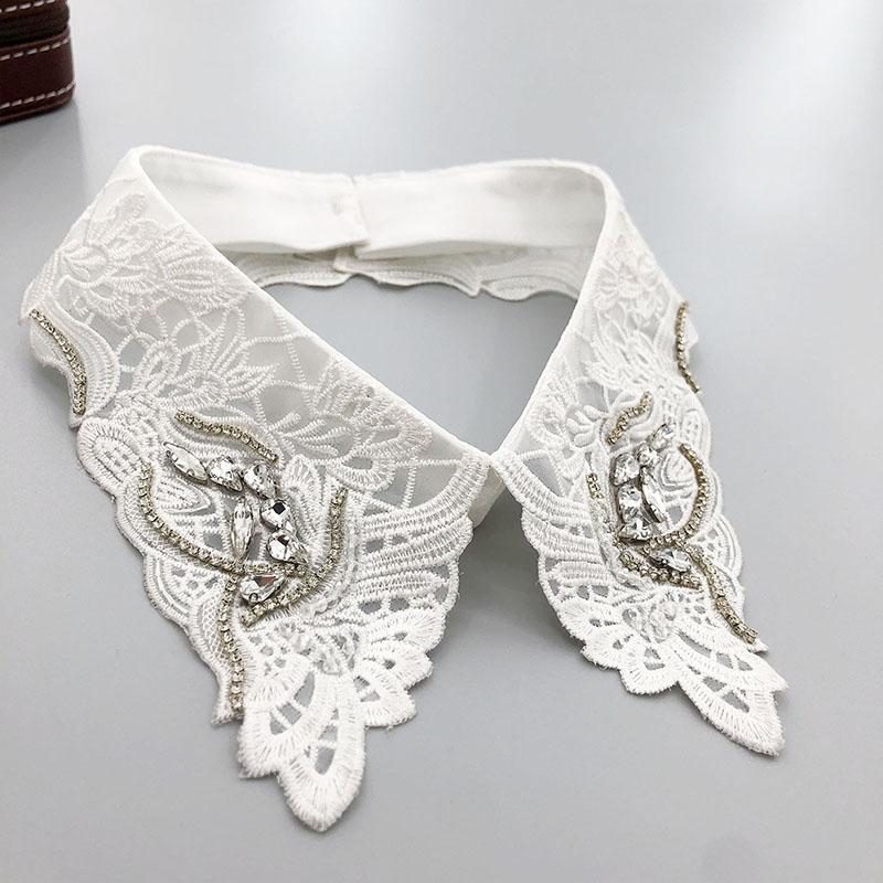 Beading Fake Collar Women Elegant Diamond Detachable Collars for Woman False Shawl Shoulder Wrap Lapel False Collars Woman Tie