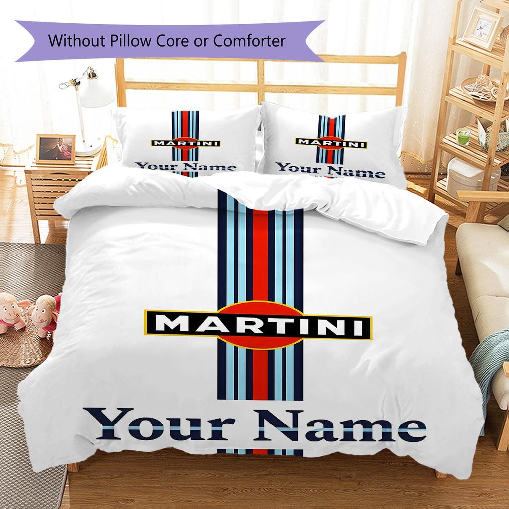 Custom Name Martini Racing Bedding,Quilt Set Quilt Cover Pillowcase Home Birthday Gift(1 * duvet cover + 2 * pillowcase, without core) -HE79