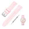 Jumpsunfun 20mm Watch Band for Swatch X OMEGA Speedmaster Silicone Watch Strap with Quick Release Replacement Pink and White Lines MoonSwatch, Tool,