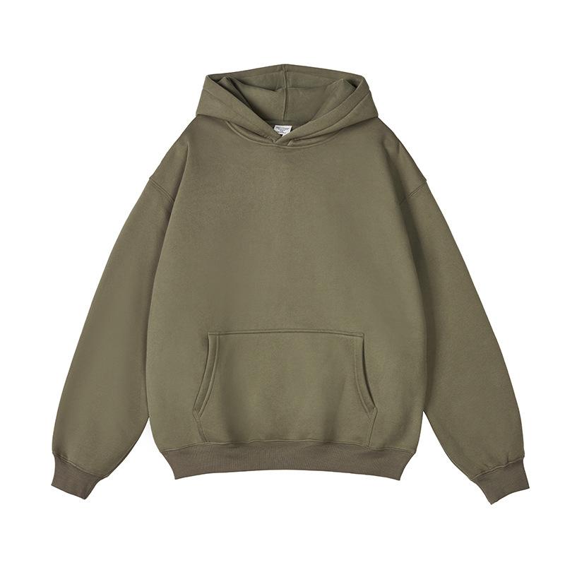 Men's Fleece Hoodie 350G Heavyweight Solid Color Oversized Pullover Fall Winter Streetwear
