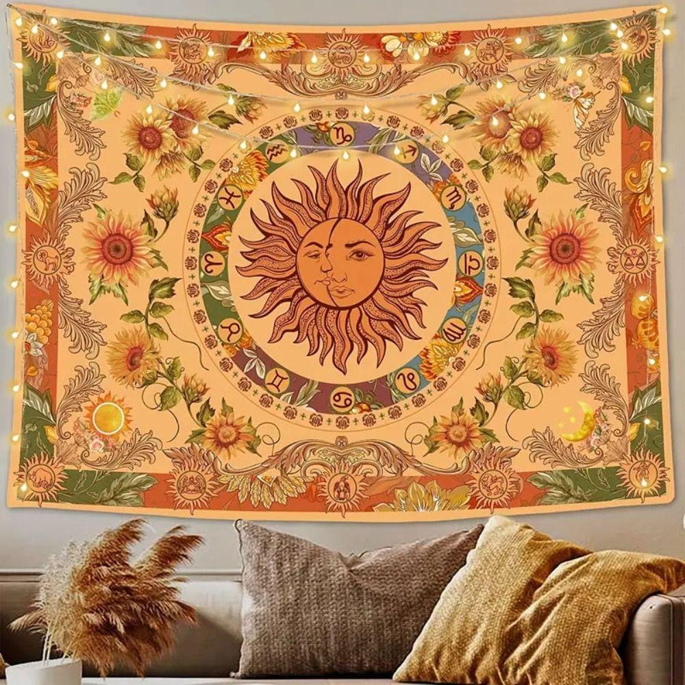 Mandala Style Sun Tapestry Sun and Moon Wall Rug Backdrop Wall Hanging Blanket Home Decor