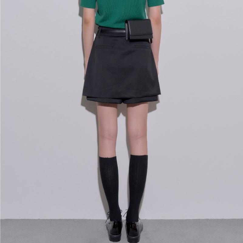 Playboo Twill Layered Skirt Pants Black