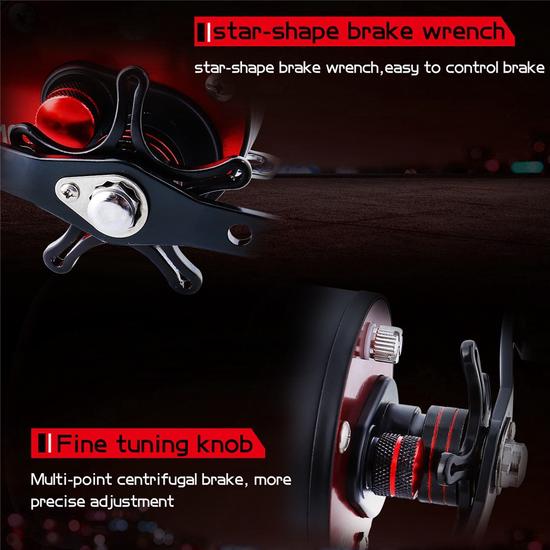 Baitcasting Reel 5.6:1 Round Fishing Reel Trolling Boat Fishing Molinete Left/Right Hand Black Pesca