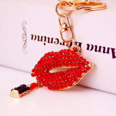 Шикарный брелок-подвеска Diamond Red Lips для дамской сумки