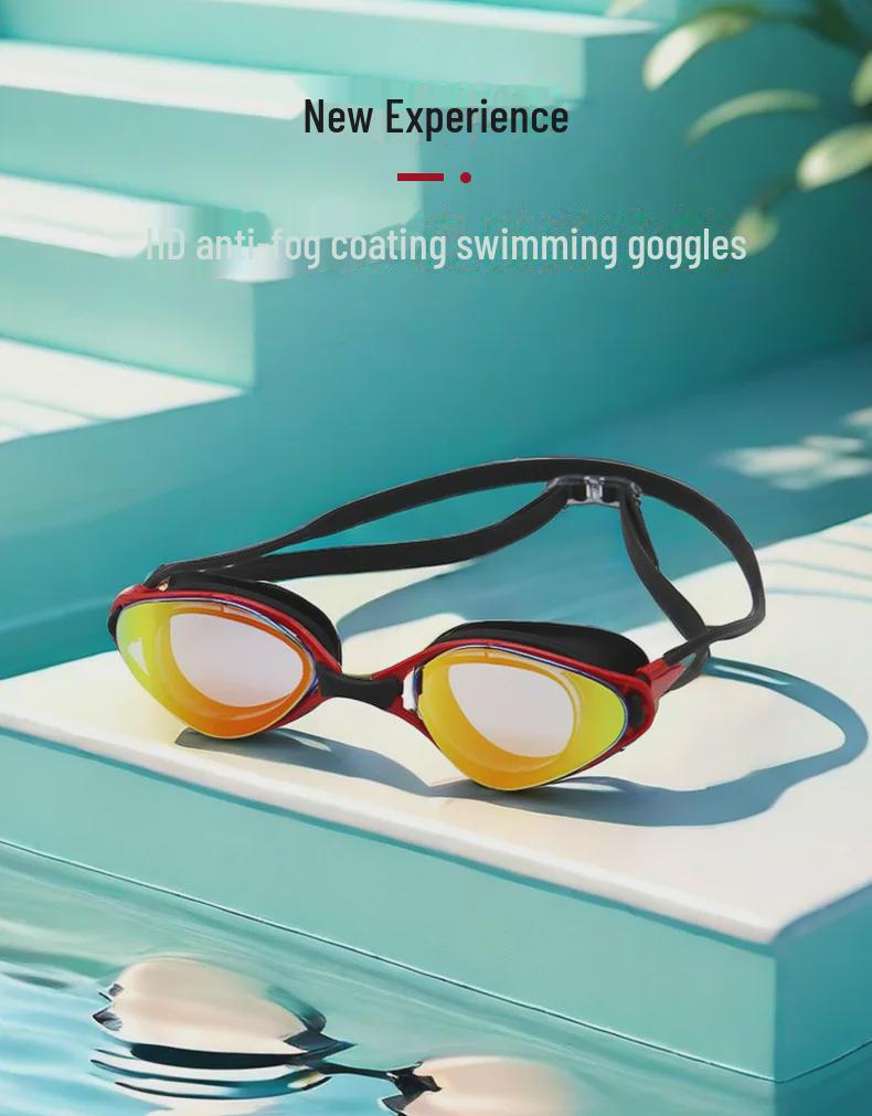 Унисекс противотуманные водонепроницаемые гальванизированные силиконовые очки для плавания - модные очки для тренировок HD