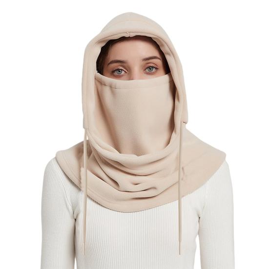 Флисовый головной убор для верховой езды однотонный с регулируемой кулиской 3 в 1 шапка для катания на лыжах с защитой лица и шеи, аксессуар для велоспорта