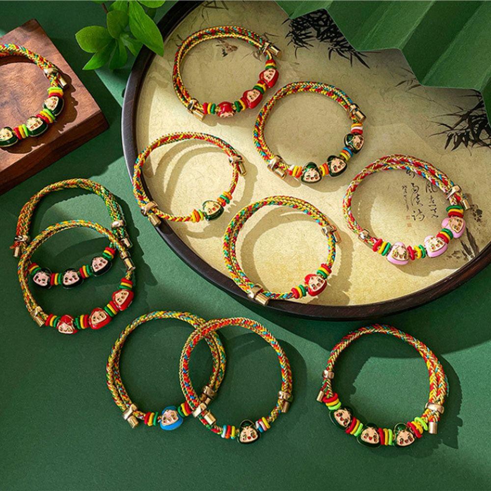 Adjustable Colorful Rope Bracelet Hand-woven Wrist Bracelet Zongzi Charm Bracelet Children