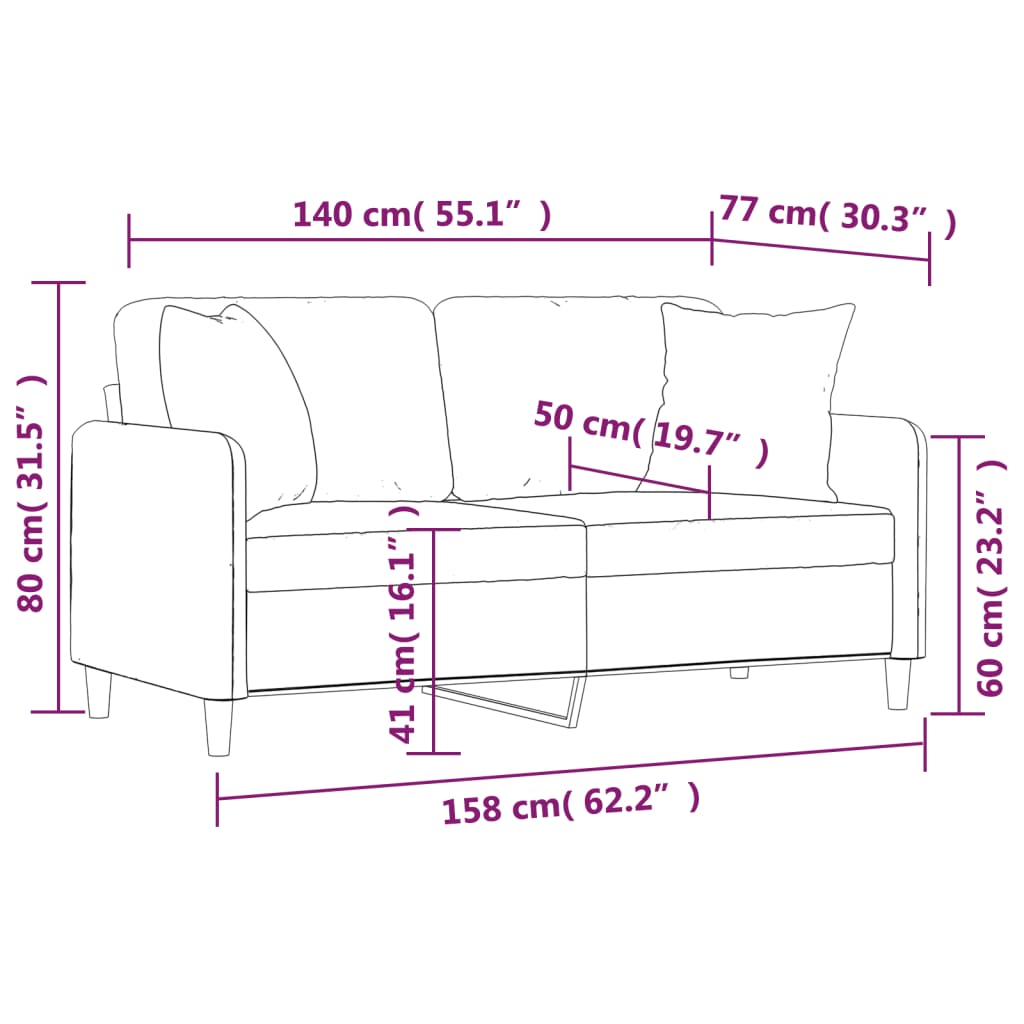 Vidaxl 2-Osobowa Sofa Z Poduszkami, Brązowa, 140 Cm, Tkanina