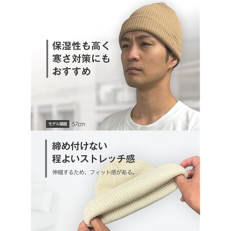 [ZesMark] knit hat men's [Plain color x simple design] Cold protection winter unisex hat (black)