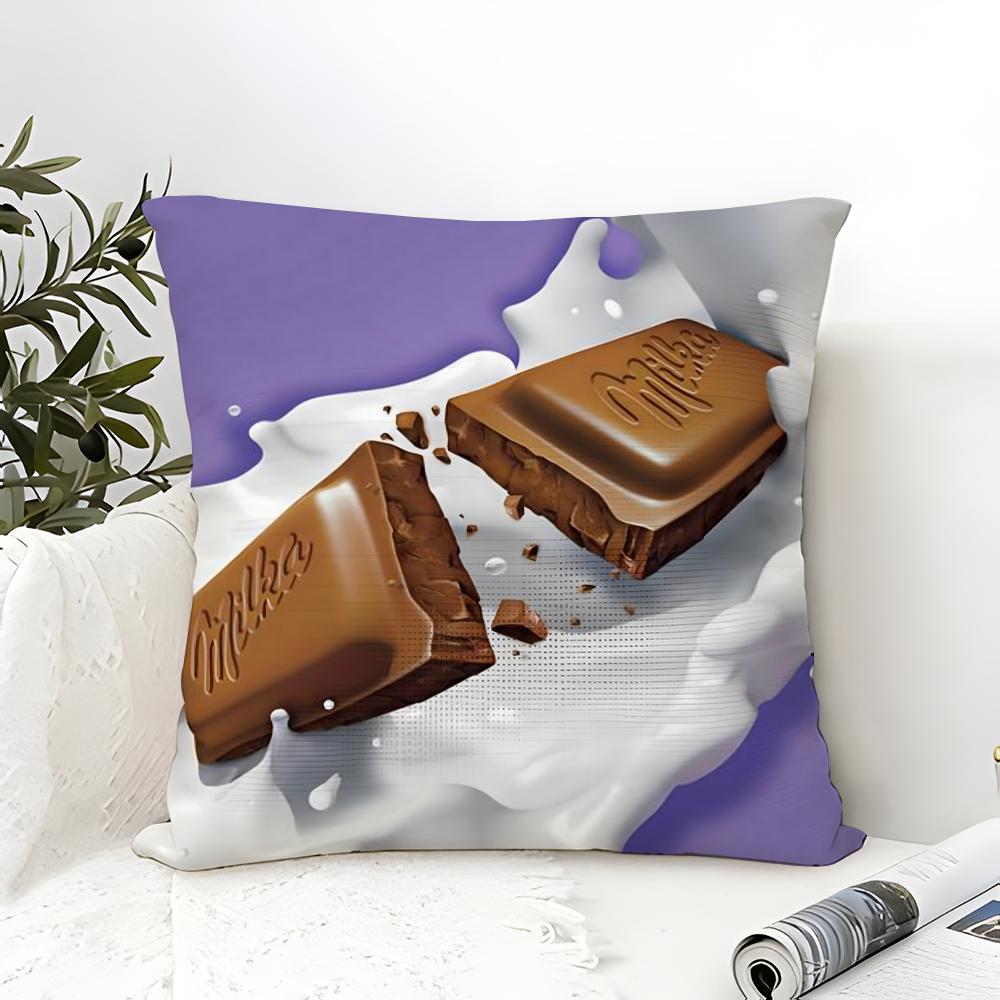 Забавная фиолетовая наволочка Milka из хлопково-льняной ткани, квадратная, на молнии, для дома, декора гостиной