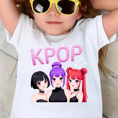 Футболка Мягкая и Удобная Повседневный Топ Звезды K-POP Блестящий Узор Футболка для Девочек Подходит для Церкви