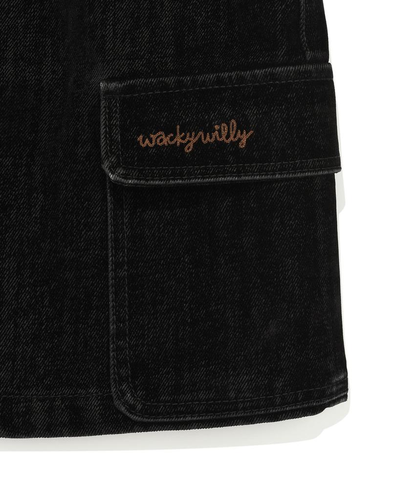 Wacky Willy Women'S Velvet Denim Cargo Mini Skirt Black