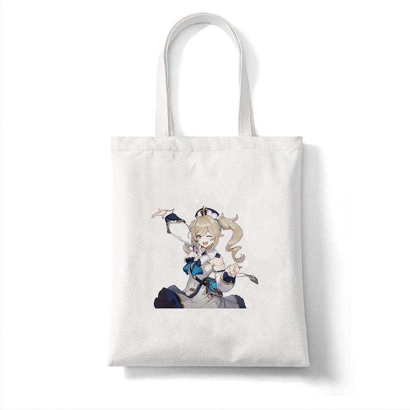 Холщовая сумка-шоппер Genshin Game Kawaii Аниме Сумки для покупок Сумки Сумка на плечо Повседневная сумка Женская эко-сумка большой емкости
