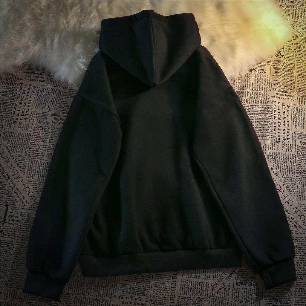 S~3XL Harajuku Gothic Hoodies Women Men Black Sweatwear Top Street Hip-hop Dark Black Hooded Sweater Women Thin Loose Long Sleeved Top