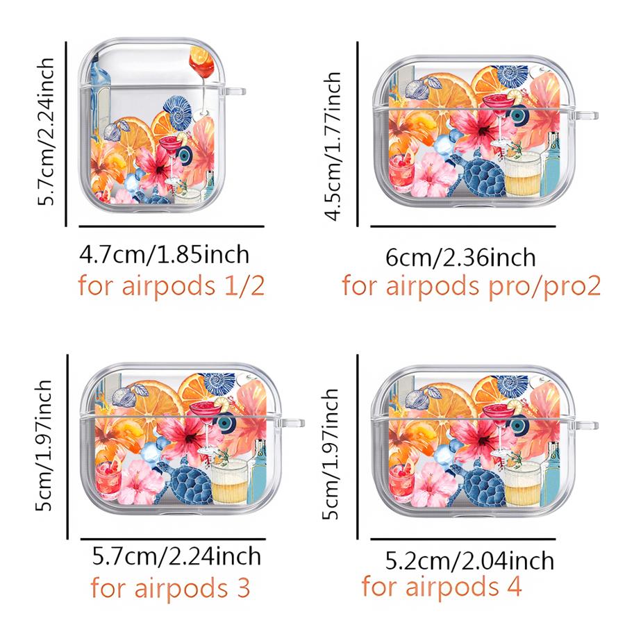 Фрукты Цветы Прозрачные Чехлы для Наушников Чехол Для Airpods 4 Pro Pro3 1 3 2 Pro2