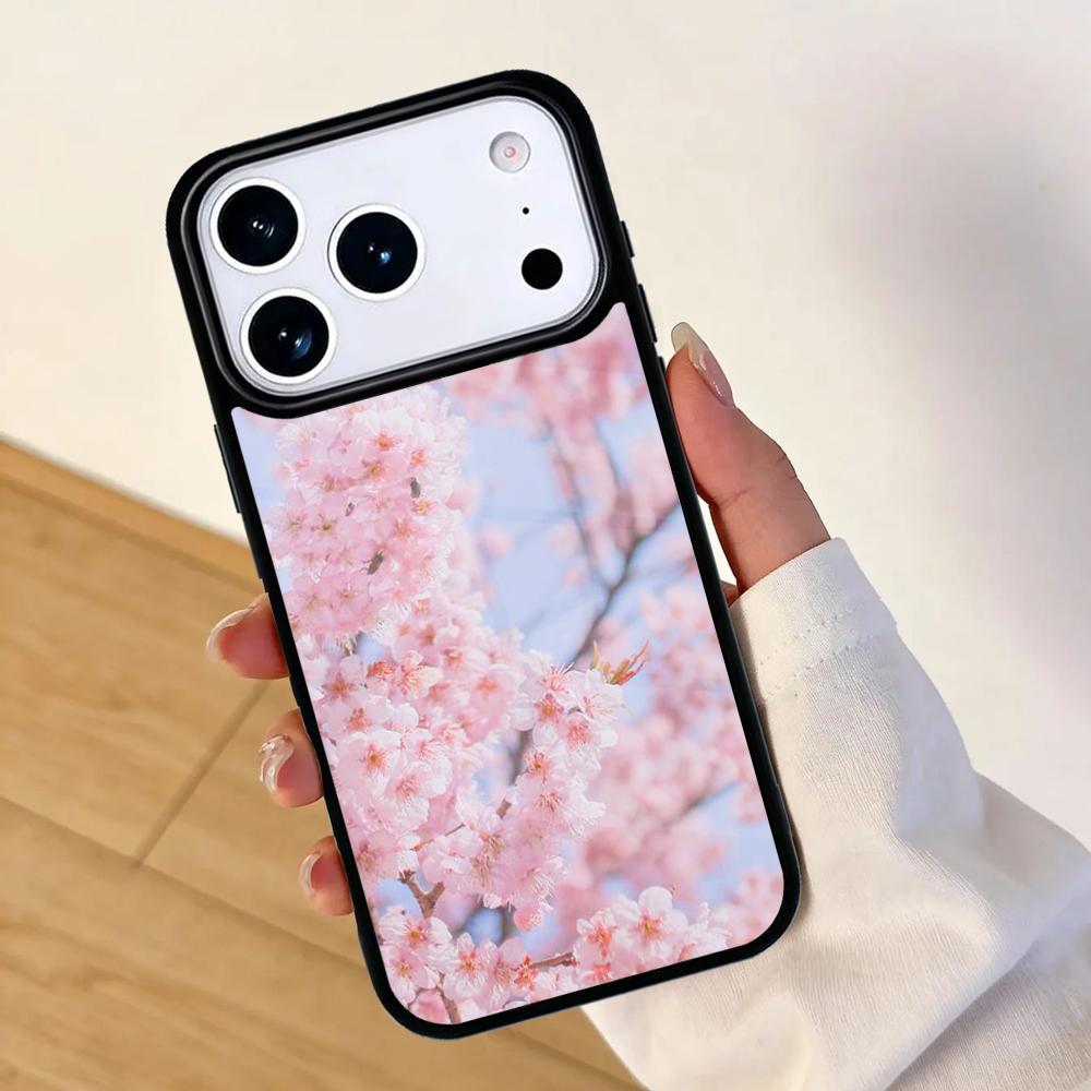 Cherry Blossom Floral Mobile Phone Case for IPhone 17 AIR 16pro Max 15 14 13 12 11 Bumper Cover