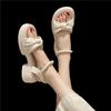 Summer New Fairy Style Pearl Platform Sandals Women's Bow Open-toe Fashion Medium Heel Women's Shoes