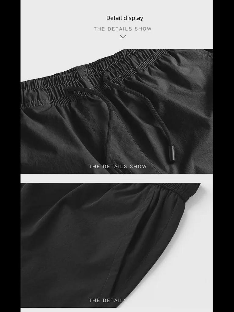 Мужские летние эластичные брюки облегающего кроя Ice Silk Nine-Point — модная повседневная спортивная одежда в корейском стиле.