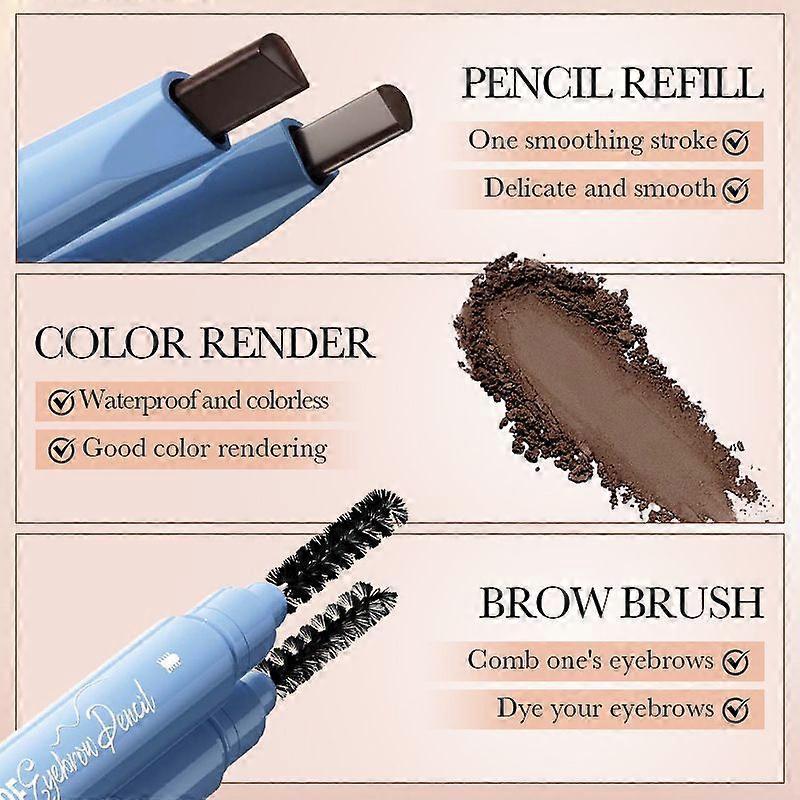 Waterproof Natural Double-Headed Eyebrow Pencil 0.4Gsadoer Finishing Anti-Smudge Eyebrow Pencil Brush
