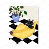 Cat Lover Gifts Funny Cats Posters Green Plant Paintings Print On Canvas Boho Style Wall Art For Kitchen Animal Home Decoration