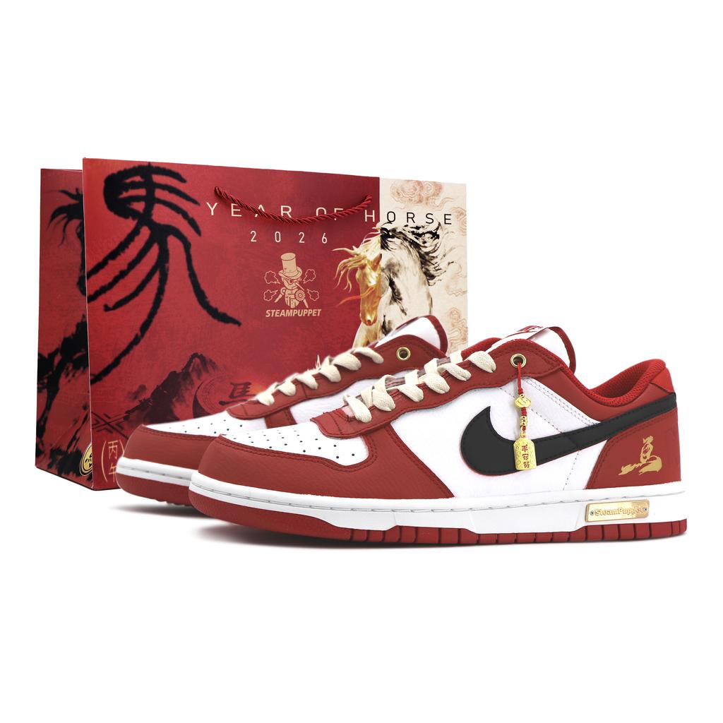 Nike Big Low Lu Abrasion Resistant Breathable Abrasion Resistant Breathable Low top Skateboard Shoes Men's Red Black 355152-150(Team413-)