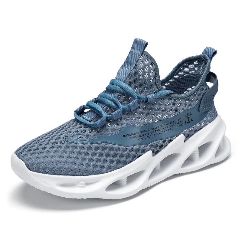 Модная мужская спортивная обувь на шнуровке, мужские повседневные сетчатые легкие кроссовки, высококачественная мягкая подошва, парная обувь, дышащая, новая