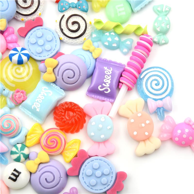 10pcs Diy Phone Case Decor Crafts Miniature Resin Lollipop Candy Dollhouse Food Supply 