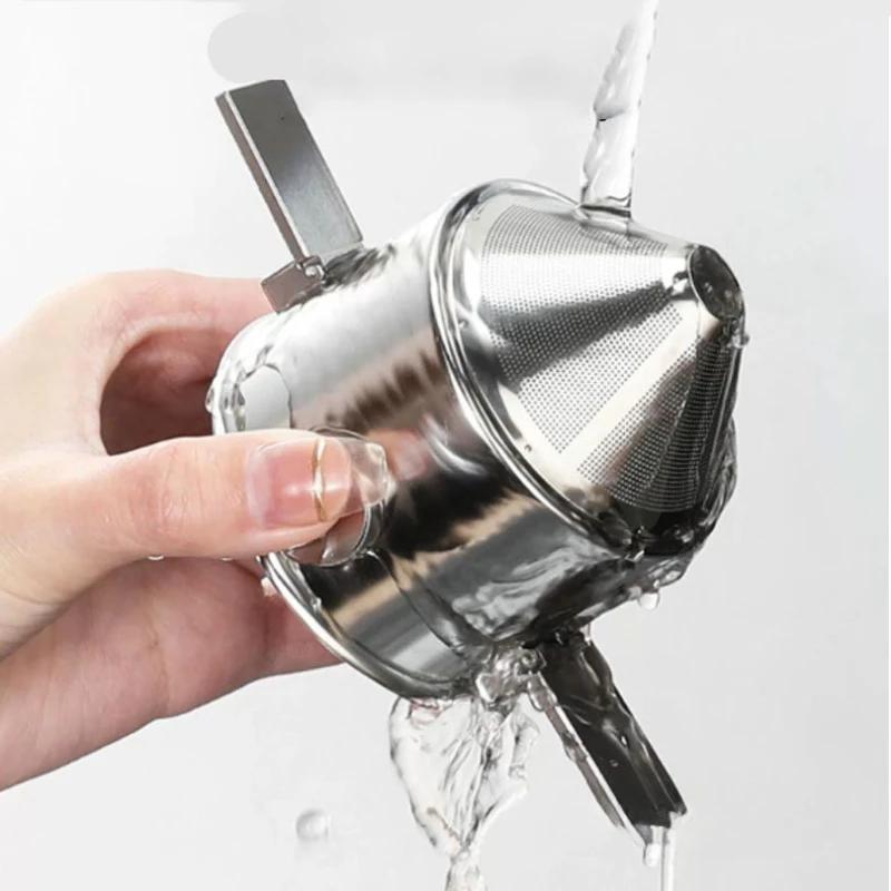 Чашка кофейного фильтра из нержавеющей стали, многоразовый конусный кофейный фильтр, пуровер-кофеварка, складная чашка-фильтр для капельного эспрессо и чая