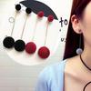 Elegant Chain Fur Ball Long Dangle Earring Women's Jewelry Gift