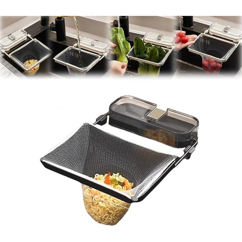 Фильтр для слива раковины с присоской, многоразовый фильтр для слива раковины для пищевых отходов на кухне с 50 одноразовыми сетчатыми мешками, складной многофункциональный