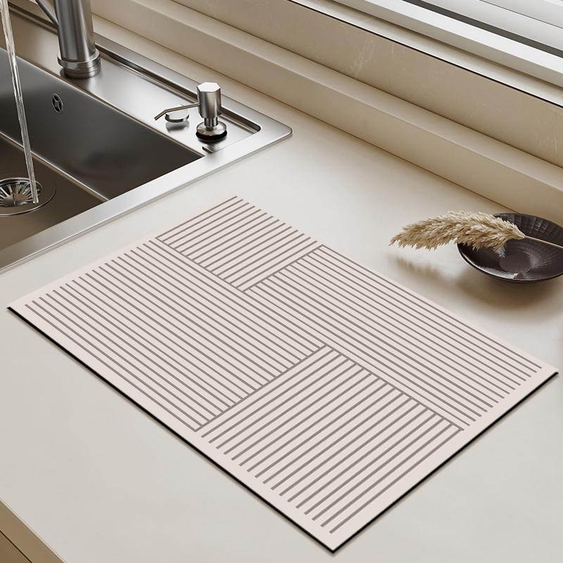 Non-Slip Diatomite Mat Dish Drainer Rug Kitchen Drain Pad Absorbent Coffee Mats Quick Drying Kitchen Rugs Sink Draining Mat