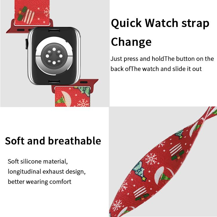 Рождественский ремешок для Apple Watch Band 46/42 мм 45/41 мм 44/40 мм 49 мм Эластичный нейлоновый браслет correa iWatch series 11/10/9/8/SE/Ultra
