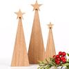 1 Set Desktop Rustic Wooden Handmade Ornament Decorative Tree Durable Christmas Festive Craft Creative