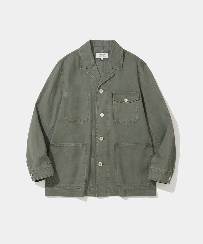 UNIFORM BRIDGE Washed Cotton Coverall Jacket Olive