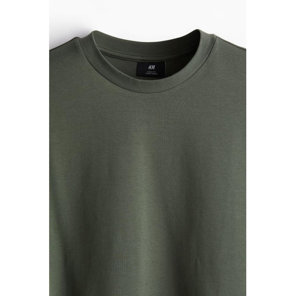 Футболка свободного покроя HM цвета хаки и зеленого цвета