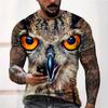 Забавная сова с животными 3D-принт Летняя мужская футболка с круглым вырезом Повседневная с коротким рукавом Оверсайз Футболки Модные Топы Футболки Мужская Одежда