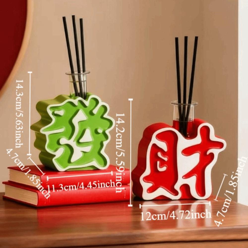Make a Fortune Fa Cai Ornament Chinese Characters Organic Resin Hydroponic Plant Container Creative Home Decor