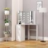 VidaXL Corner Dressing Table with LED Light Makeup Table Cosmetic Table Dressing Room Furniture Bedroom Furniture 288450
