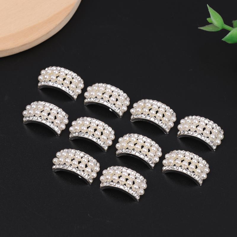 New Sale 10Pcs Fashion Craft Pearl Crystal Rhinestone Buttons For Diy Flower Round Cluster Button Wedding Embellishment Jewelry